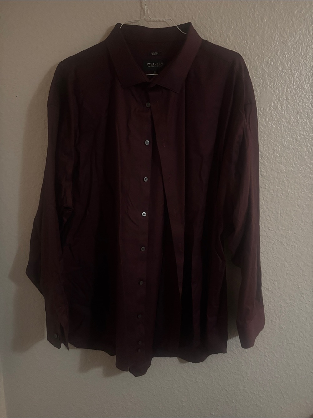 Kenneth Cole Men's Burgundy Long-Sleeve Dress Shirt